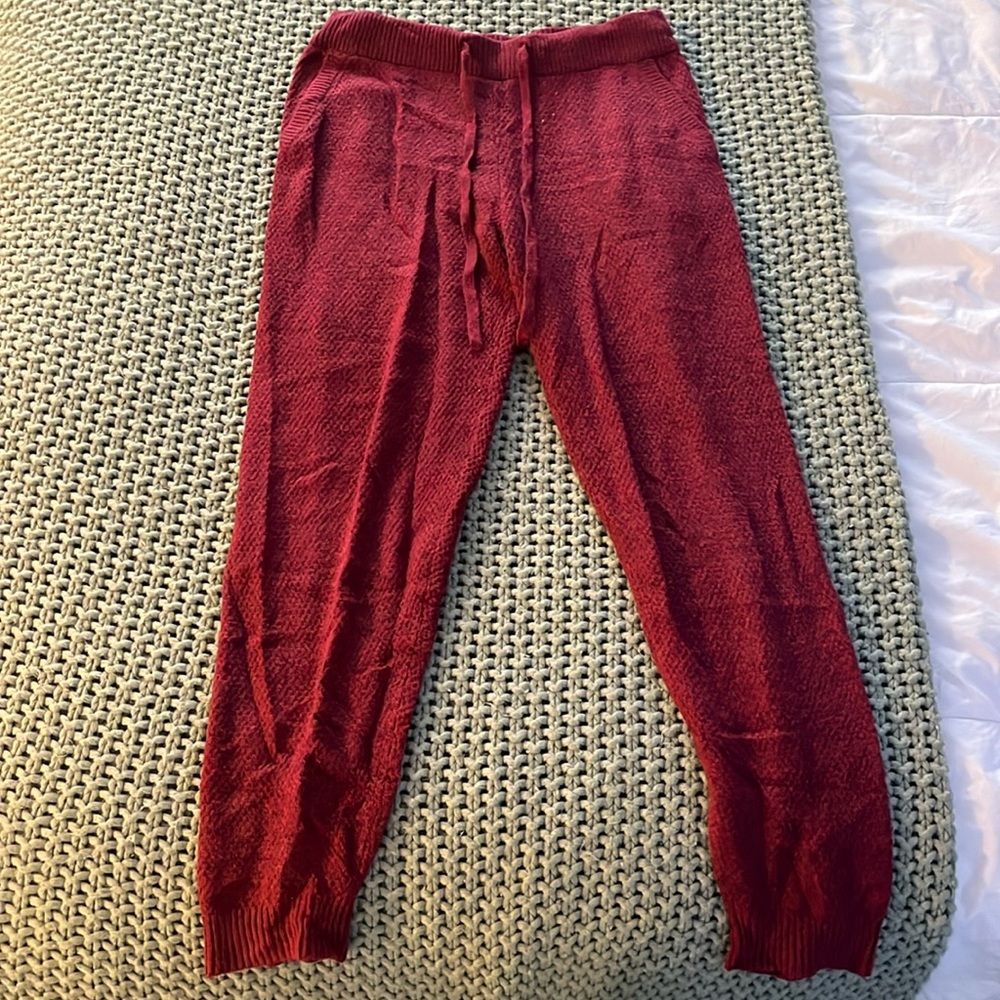 Stars Above lounge pants, dark red color, size medium.